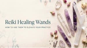 How to use a reiki healing wand: crystal reiki wands on a cream linen background