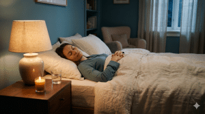 woman asleep with hands on her heart practicing reiki for sleep