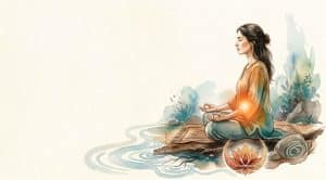 Sacral chakra healing illustration with orange light below the navel