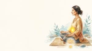 Solar plexus chakra healing illustration with yellow light at the upper abdomen