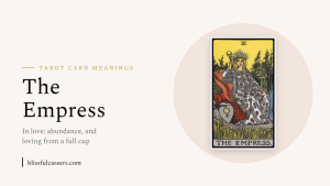 The Empress tarot card meaning in love, the card shown on a warm cream background